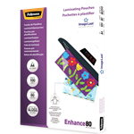 Fellowes Pre Punched Laminating Pouch Gloss 80micron A4 Clear 100 Pack