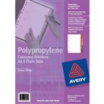 Avery L74115 Dividers Plastic Extra Wide 5 Tab A4 Assorted