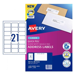 Avery Address Labels Quick Peel 21Up White 20 Pack