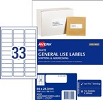 Avery General Use Labels 33Up White 100 Pack
