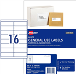 Avery General Use Labels 16Up White 100 Pack