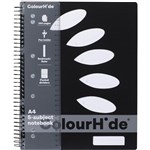 ColourHide Notebook A4 5 Subject 250 page Black 5 per Pack