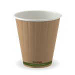 BioPak Wall Cup Double 12oz Kraft with Green Stripe 40 Pack 25 per Carton