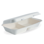 Biopak BioCane Clamshell 2 Equal Compartment 28x16x7cm White