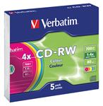 Verbatim CDRW 24x 700 80min Rewritable CD 5 Pack