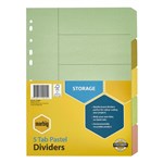 Marbig Dividers 5 Tab Manilla A4 Pastel 25 per Box