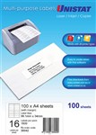 Unistat Multi Use 16UP Labels with Margin 100 Box