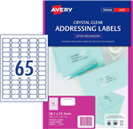Avery L7551 Laser Labels 65UP Clear 25 Pack