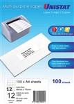 Unistat 38947 Multi Use 12 Up Labels 100 Box