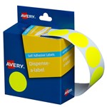 Avery Dispenser Dot Stickers 24mm Fluro Yellow 350 Pack 5 per Box