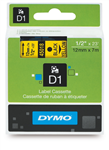Dymo D1 Label Tape Black on Yellow 12mm x 7m Each