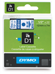 Dymo D1 Label Tape Blue on White 12mm x 7m Each