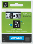 Dymo D1 Label Tape Black on Clear 6mm x 7m Each