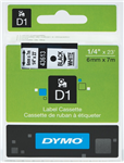 Dymo D1 Label Tape Black on White 6mm x 7m Each