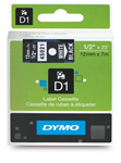 Dymo D1 Label Tape White on Black 12mm x 7m Each