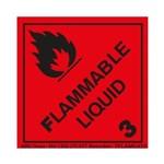 Opal Flammable liquid 3 Red Permanent Self Adhesive Labels 100mmm x 100mm 500 Roll